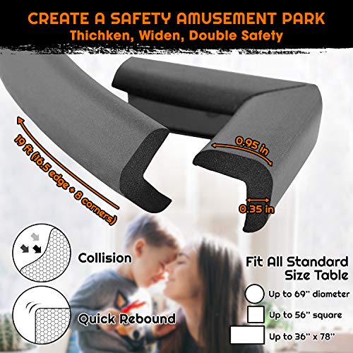 KCHEX Edge Guard & Corner Protector - Extra Long 19.0ft [16.5ft Edge + 8 Pretaped Corners] with Baby Proofing, Home Safety Furniture Bumper and Table Edge Guards Child Safety [Black] - Thumbnail 6