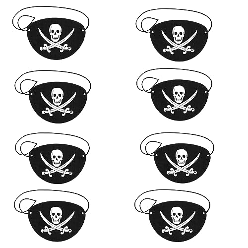 TUKNN 8 peças remendo pirata, remendos olho pirata, acessórios pirata, adesivo de olho de pirata preto, adesivo de olho de pirata preto, remendos piratas para crianças, adulto