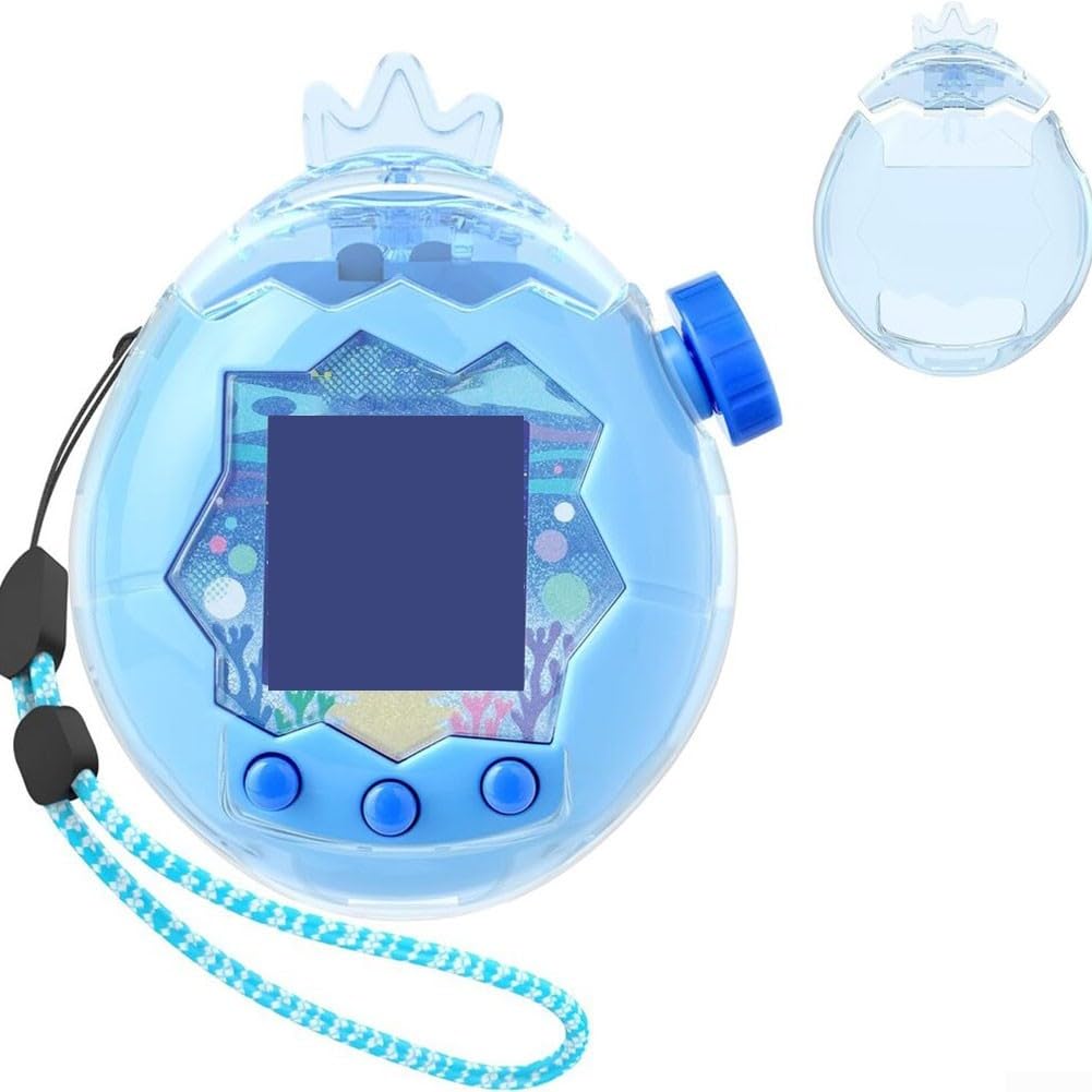 Linhexis PC Case for Tamagotchi Paradise - 360° Shockproof Washable Protective Cover with Replacement Lid - PC Material Full Protection Shell - Compact Fit for Pet Game Console Device(Blue)