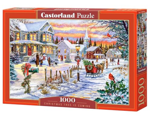 CASTORLAND Puzzle de 1 000 pièces, Arbre de Noël Arrive, scène d'hiver, Puzzles Vintage, Puzzle pour Adultes, Castorland C-105274-2