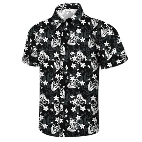 Image of Hawaiian Shirt for Men Tropical Shirts Summer Beach Button Down Short Sleeve Luau Aloha Floral Cruise Vacation Outfit 2026