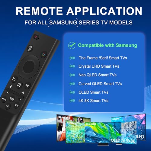 Image of 【Pack of 2】for Samsung Smart TV Remote Control Replacement,Universal for All Samsung 2015-2025 Crystal UHD Curved Frame Neo QLED OLED LCD HDTV 3D Series TVs - No Setup Needed - with 4 Shortcut Buttons
