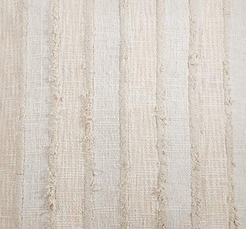 SARO LIFESTYLE Michonne Collection Fringe Stripe Table Runner, 16" x 54", Ivory - Image 3