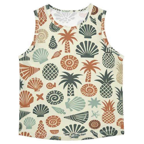 susiyo Summer Seashell Palm Trees Boys Sleeveless Tank Top Girls Athletic T Shirt