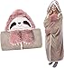 Produktbild Hoodie Decke, Faultier Geschenk für Frauen Tragbare Decke Faultier Geschenke Sofadecke Sloth Kuscheldecke Flauschig,152 x 132 cm Erwachsene weich warm als TV Decke mit Hut und Handschuhen,A1