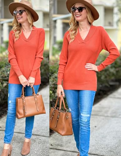 Image of Zeagoo Womens Sweaters Fall Fashion 2025 Long Sleeve Tops V Neck Business Casual Collared Knit Tunic Pullover Outfits