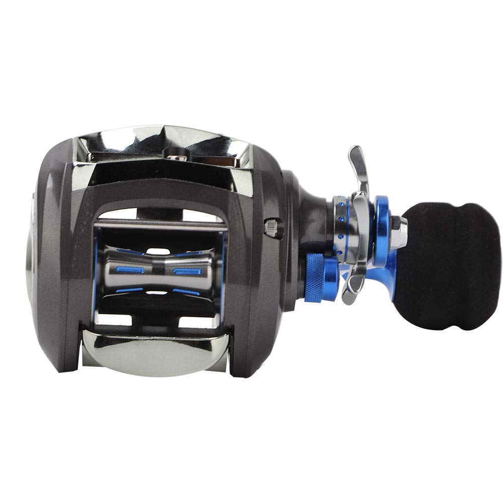 Wakects Carrete de Pesca Baitcasting 12+1BB, Carrete de Pesca de Mar de Metal con Potencia de Arrastre de 10 Kg, para Diseño de Cuerpo Ancho de Gran Capacidad para Mano Derecha
