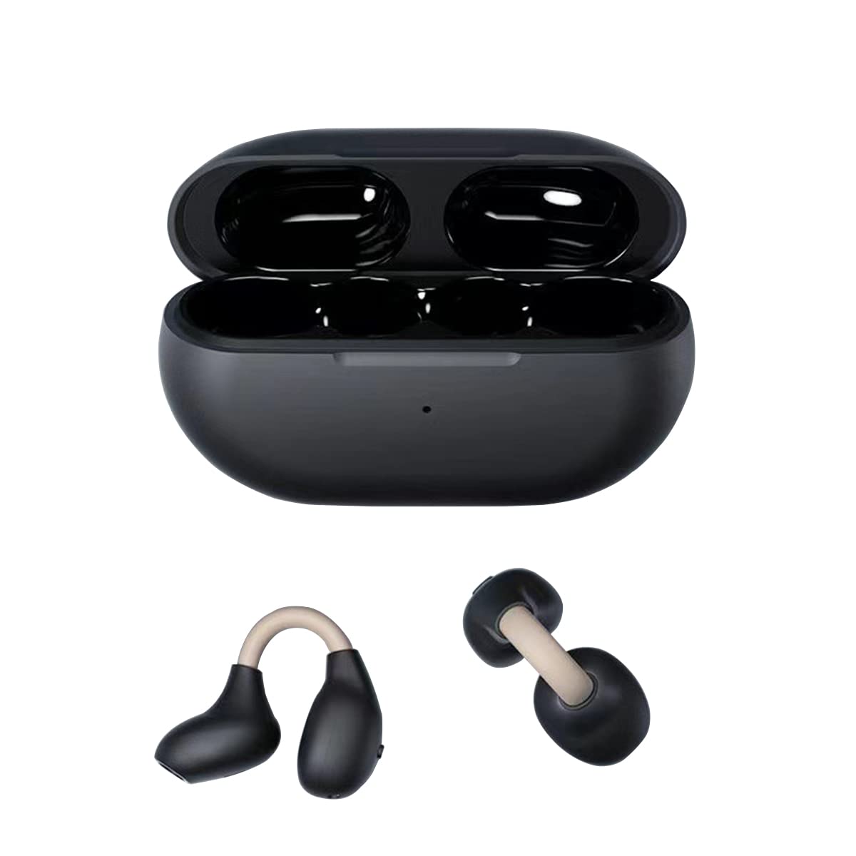 Bezprzewodowe słuchawki nauszne z klipsem, Bluetooth, z funkcją "Open-E", wodoszczelność IPX5, redukcja szumów, z podwójnym mikrofonem, do biegania, na siłownię, czarne