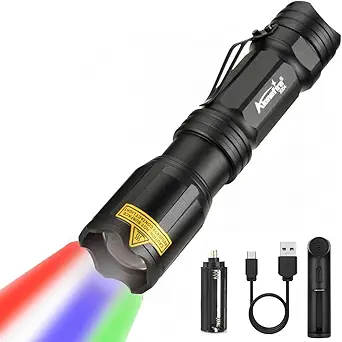 ALONEFIRE X004 Multicolor Rechargeable Waterproof Flashlight with RGB Color Changing Modes