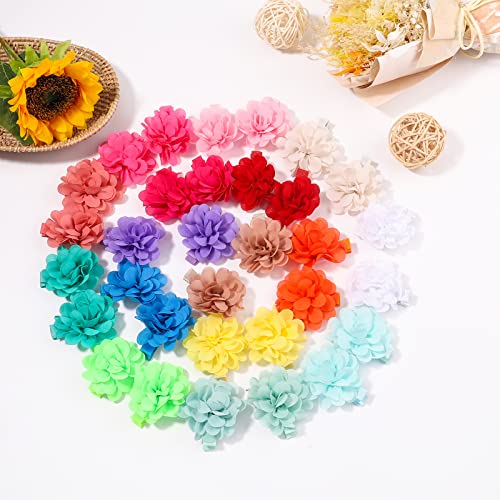 Hair Clips For Girls, Chiffon Flower Hair Bows Clips With 40 Pcs, Fully Lined Hair Barrettes Mini 2.5 Inches For Kids Toddler Teens #TOP3