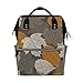 Produktbild Lafle Mumien-Rucksack, Schultasche, grau, Herbstblätter, multifunktional, großes Fassungsvermögen, Wickeltasche, Tragetasche für Damen und Herren