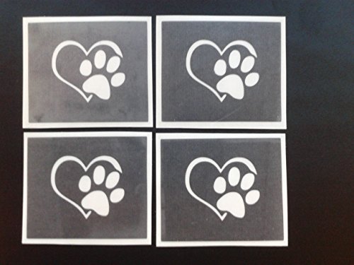 12 x Paw in Heart Stencils for Glitter Tattoos / Airbrush / face Painting / Craft Crufts Dog