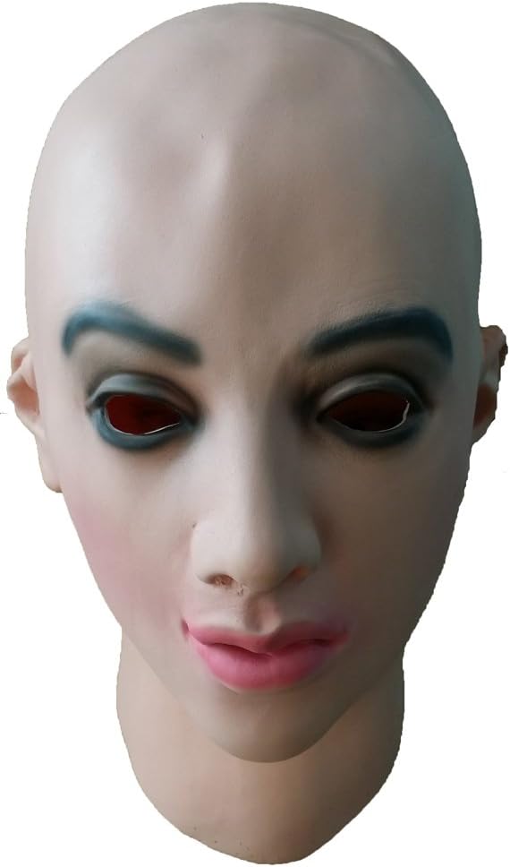 LMJMASK Latex female mask realistic halloween mask with black eyes