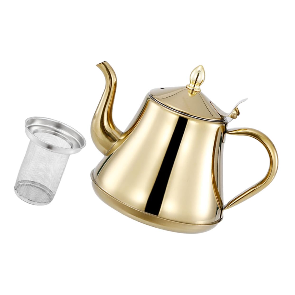 FUNOMOCYA Stainless Tea Kettle Gooseneck Pot Coffee Filter Metal Kettle Office Pot 2000ml