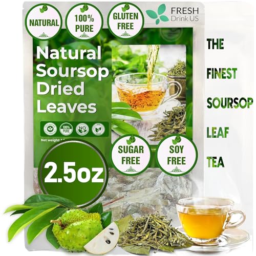 Image of 2.5oz Premium Soursop Graviola Dried Leaves Tea, Finest Soursop Tea Size, Lovely Taste, 100% Natural & Pure, Wildcrafted, Graviola, Soursop, Hoja Guanabana Tea, Caffeine / Sugar / Gluten Free, Vegan Product