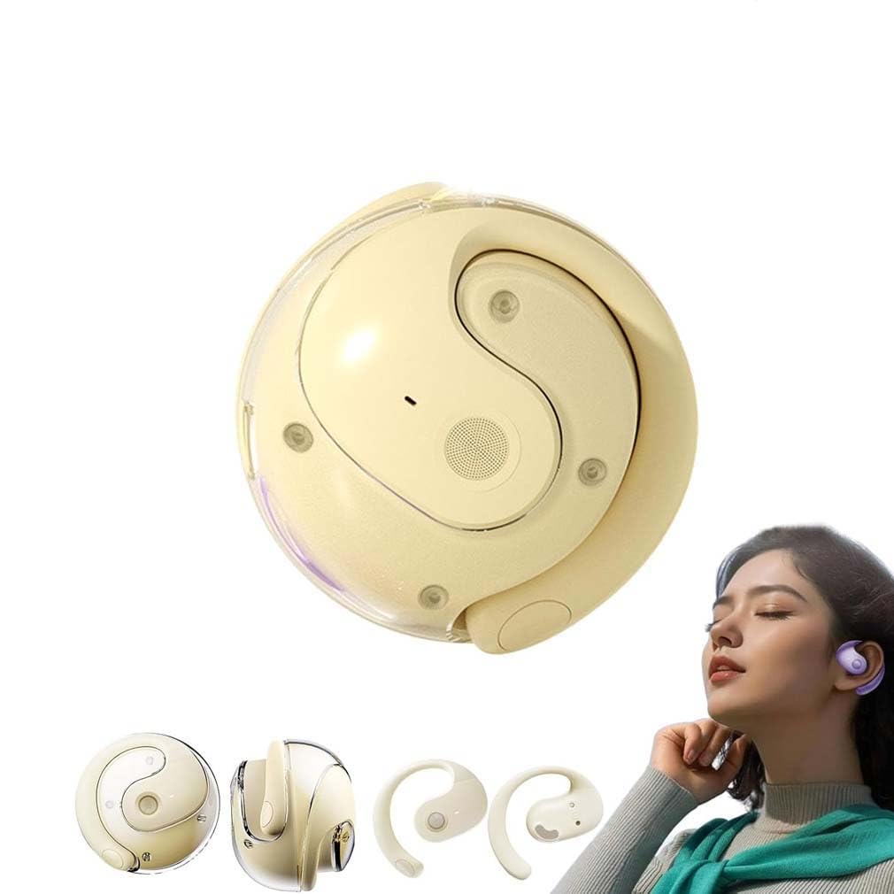 AI Translating Earbuds, Hy-T26 Pro Language Translator, Real Time Language Translator Earbuds, Open Ear Earbuds, Wireless High Precisionbluetooth Translation Headphones Support 75 Languages (Beige)