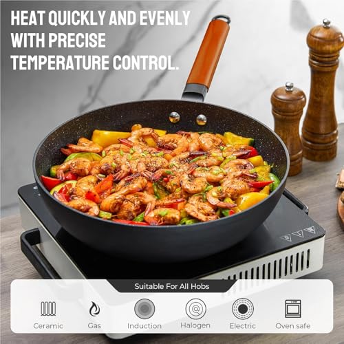 Wok Pan Inducción Antiadherente 30 cm con mango madera miniatura 3