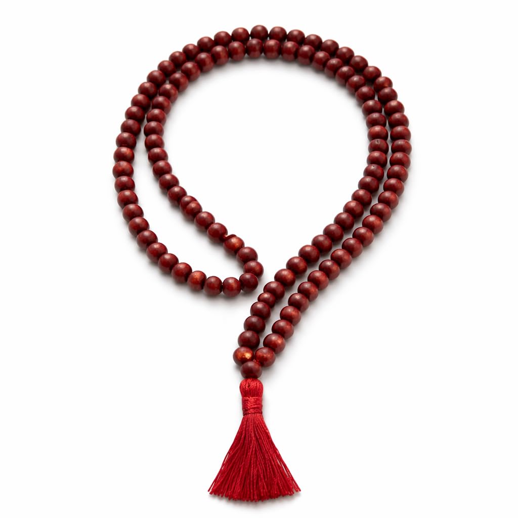 BhayaJi Red Sandalwood Rosary with Tassel Chandan Mala for Mantra Jaap 108+1 Beads Japa Mala | Positive Effect Vastu Crystal Healing Unisex Jaap Mala Use as Bracelet & Necklace-image-34