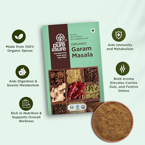 Image of Pure & Sure Organic Garam Masala 200gm| Traditional, Authentic & Multipurpose Masala Powder | Perfect Blend of Spices with Great Taste & Aroma | No Preservative & Pesticide| 100gm each (Pack of 2)