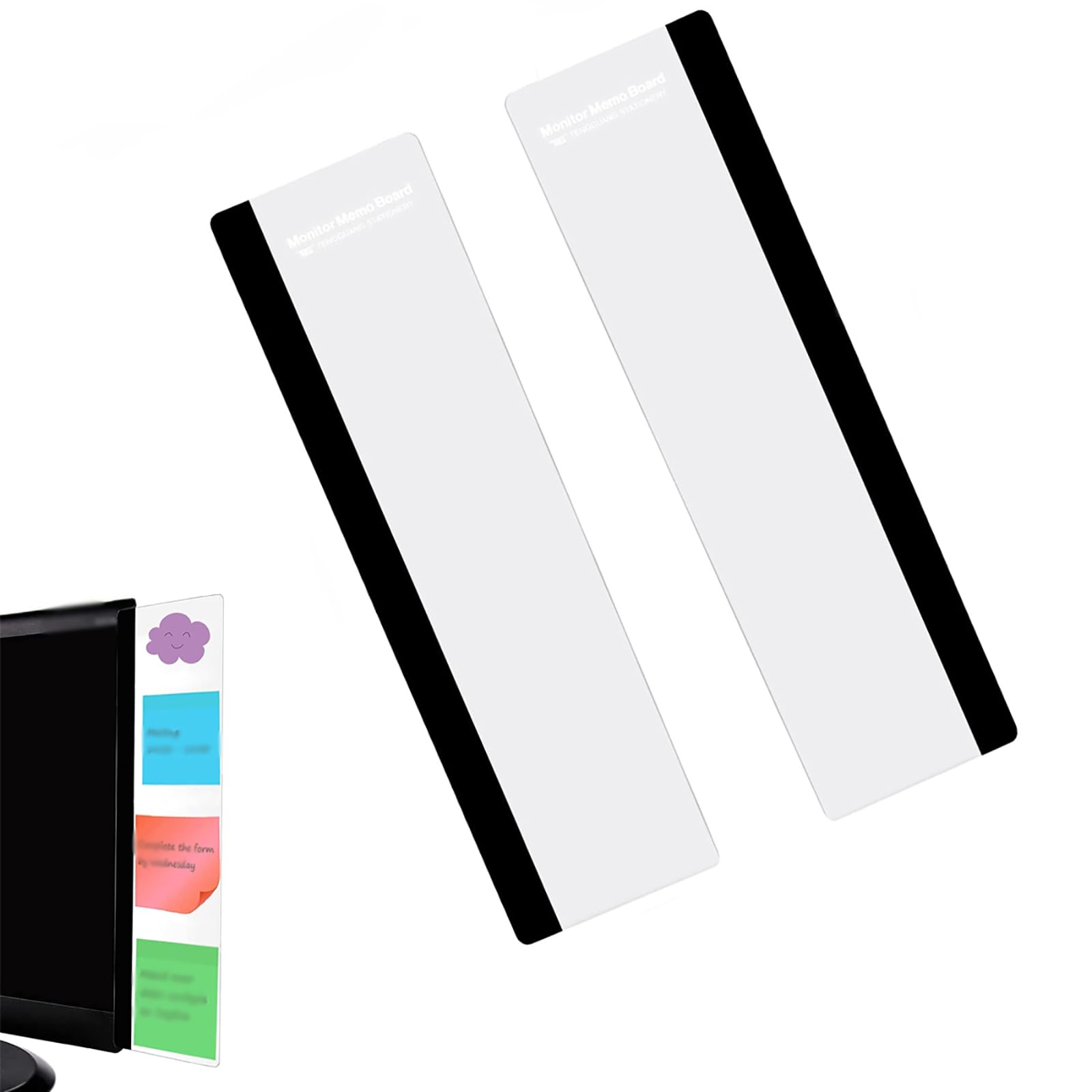 Desk Memo Board & Sticky Note Holder Set - Office Supplies for Women Men - Monitor & Computer Message Board - Home Office Decor Accessories - Desktop Organization & Reminder System