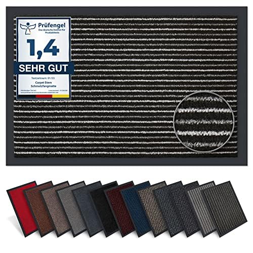 Carpet Diem Rio Schmutzfangmatte, Fußmatte, Sauberlaufmatte in grau mit schwarzen Streifen 60 x 90 cm
