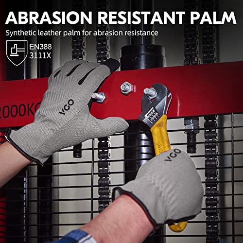 Vgo... 1-Pair Multi-Functional Safety Work Gloves, Builder Gloves, Gardening Gloves, Light Duty Gloves (Size L, Gray, Al8736) #TOP1