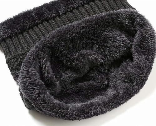 Conjunto de gorro, bufanda y guantes táctiles de punto marrón para invierno 7