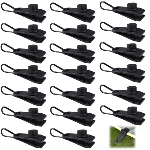 20 Stück Tarp Clip Clamp, 80x26mm Sofortige Markisenklemme, Multifunktion Zeltplanen Planenclips Kunststoff, Zeltplanen Clips mit 20 Karabiner Clips, für Plane Zelt, Abdeckungen, Markisen, Banner