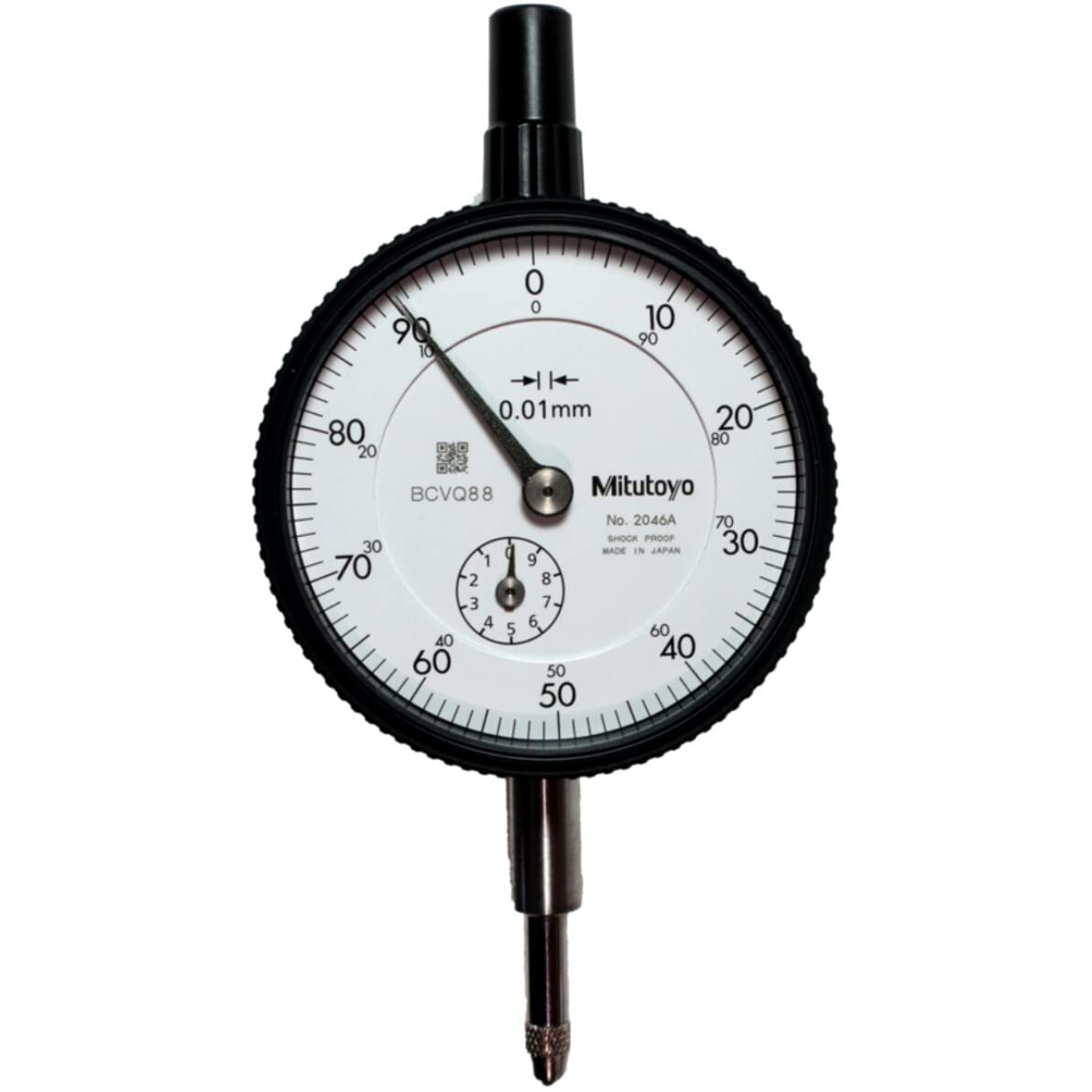 Mitutoyo 2046A Dial Indicator with Lug - 0.01mm Graduation, 0-10mm Range, ±0.0013mm Accuracy