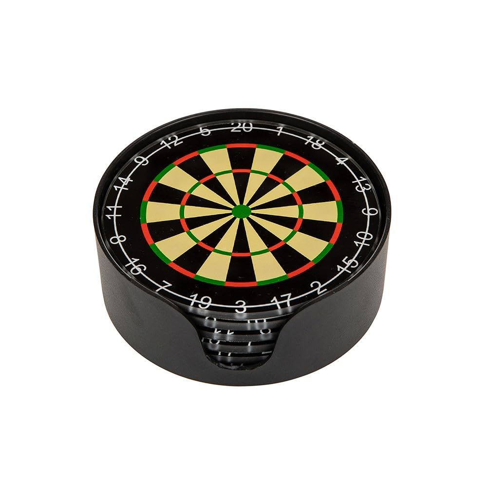 Celebrationgiftsforall Women's Black Red And Green Fantastic Set Of 6 Dartboard Glass Drink Coasters Sat In Its Own Case New & Boxed For A Or Male Darts Fan In A Bar, Lounge, Or Bedroom