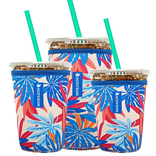 Image of Reusable Iced Coffee Insulator Sleeve for Cold Beverages and Neoprene Cold Coffee Cup Sleeves Cooler Cover 16-32OZ for Coffee Cups, McDonalds, Dunkin Donuts, More(Maple leaf)
