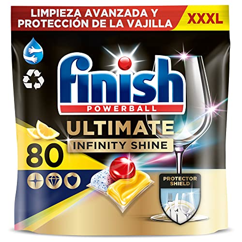Finish Powerball Ultimate Infinity Shine pastillas lavavajillas, 80 cápsulas lavavajillas, Limpieza...