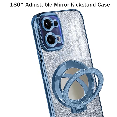 Image of Gradient Glitter Magnetic Ring Stand Case for Oppo Reno13 5G- Shockproof, Stylish & Durable Soft TPU Slim Protective Cover with Removable Glitter Paper (Blue)