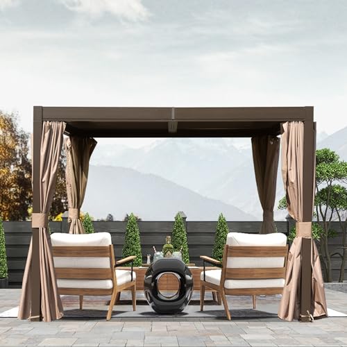 Domi 10'x10' Aluminum Louvered Pergola Outdoor Pergola with Adjustable Roof