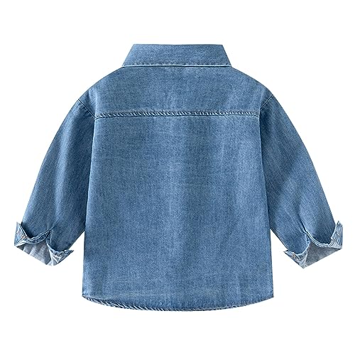 Toddler Boys Denim Jackets Button-Down Long Sleeve Jeans Jacket Kids Collar Fall Basic Coats with Pockets Color Shirt3