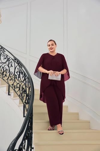 Hanna Nikole Damen Zweiteiler GroßE GrößEn Abendanzug Chiffon Hosenanzug Eleganter Festliches Outfit Hochzeitsgast Abendmode Festmode Cocktail 2 Teiler Hoch Taillierter HosenanzüGe Party Outfit