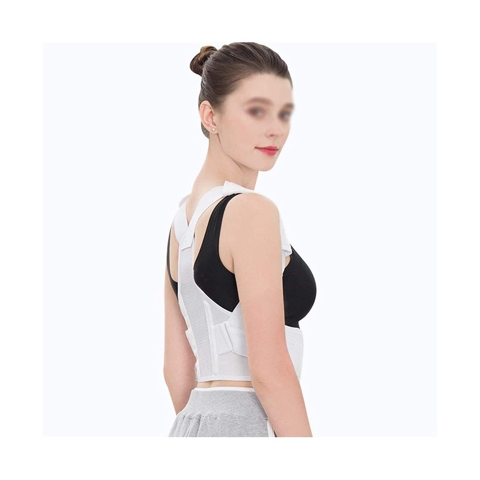 Corrector de Espalda, corrección Lumbar de Hombros y Columna Vertebral, Faja Adelgazante Sexy, cinturón térmico de protección para Fitness, Blanco-Grande