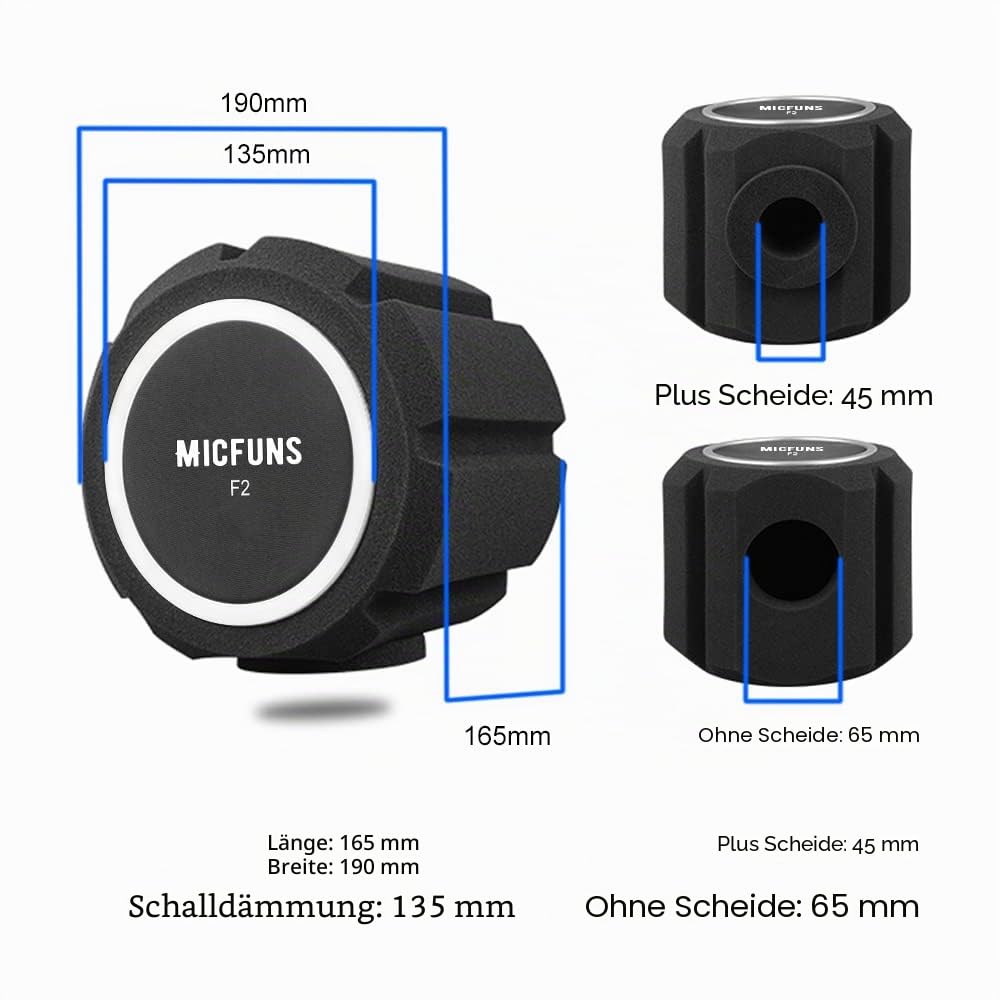 Professioneller Mikrofon Windschutzscheiben Pop Filter, Akustikfilter für 45-60cm Aufnahmestudio-Mikrofone, schallabsorbierender Schaumstoff, der Lärm und Reflexionen reduziert (Schwarz0)