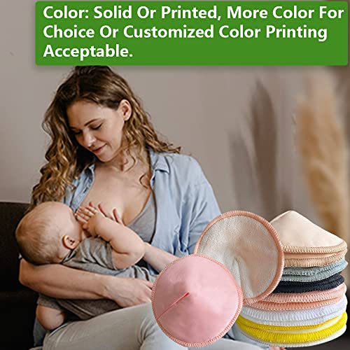 Bamboo Nursing Pads (14 Pcs/Pack) Washable & Reusable Breathable Breast Pads (4.7 In) For Breastfeeding With Waterproof Carry Bag #TOP5