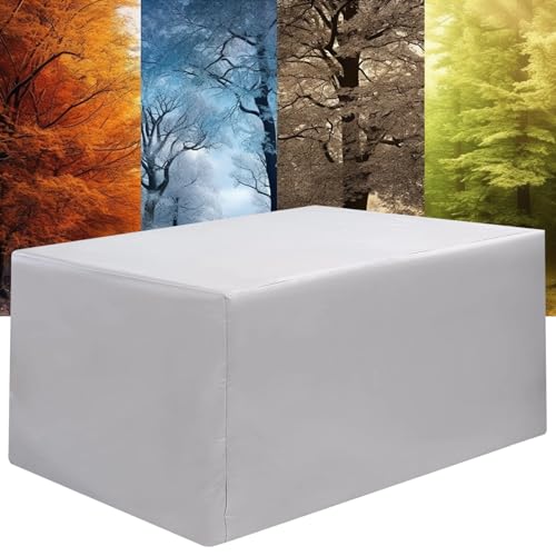 LSYALUCK Funda para Mesa Jardín Exterior Impermeable, 90x90x44cm/LxWxH Funda para Muebles de Jardín, Apilables, para Mesas y Sillas de Exterior, Resistente al Viento, Anti-UV, Tela Oxford