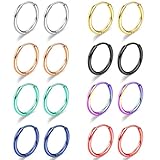 ONESING 5 Pairs Small Hoop Earrings for Women Men Stainless Steel Hinged Huggie Hoop Earrings Set Trendy Hypoallergenic Earring Stack Cartilage Hoop Earring for Multiple Piercing 8-16mm