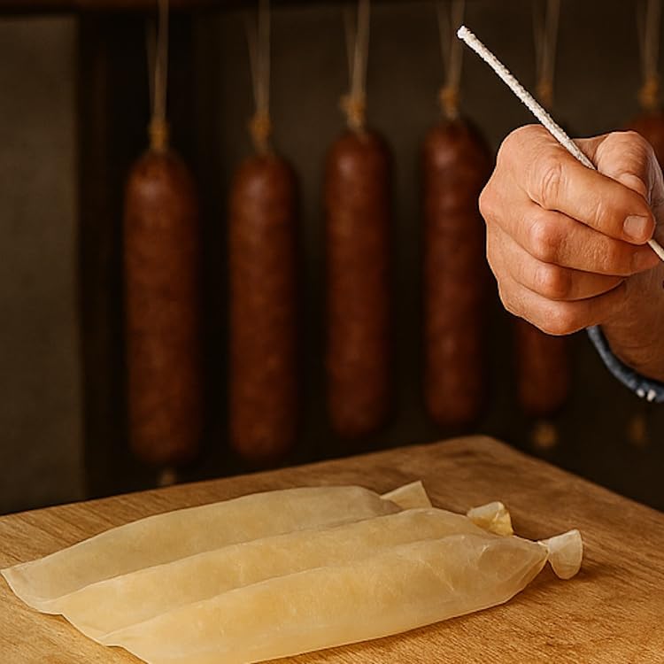 Budenheimer Stericol D Kunstdarm Natur, 50mm Durchmesser, 25cm Länge, 25 Stück, für Rohwurst und Dauerwurst, Räucherbar, Kollagen Wursthülle – Bild 3