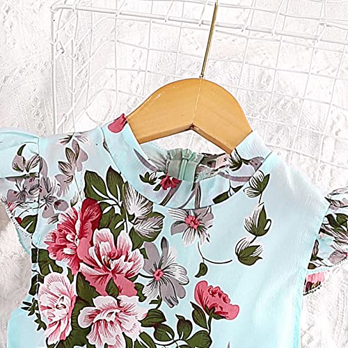 Kids Girl's Casual Dress Summer Scoop Neck Flower Print Sleeveless Flowy Sundress Pleated Dress Easter Dress3