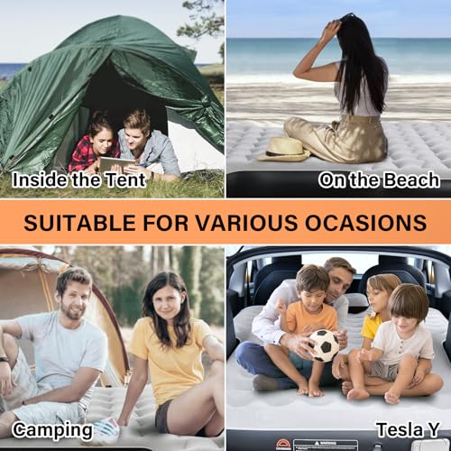 Image of Coverado Tesla Model Y Air Mattress, One Click Self Inflating Tesla Y Sleeping Pad, Wireless Pump & Light Function, 4.5 inch Thick Comfort Flocking Model Y Air Bed, Tesla Model Y Mattress Fit 2020-2026