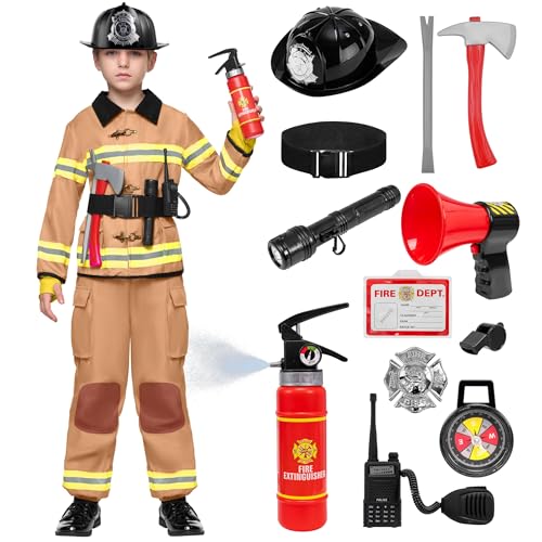 Spooktacular Creations Halloween Boys Fireman Costume, Firefighter Costume for Kids,