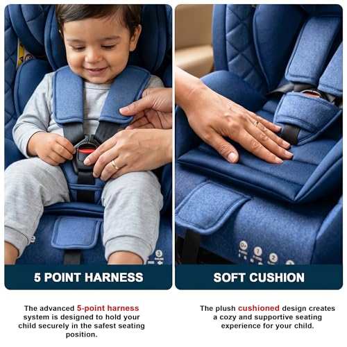 Image of Baybee Convertible Infant Car Seat for Baby 0 to 12 Years with 3 Position Recline, Headrest Height Adjustable | ECE R44 /04 Safety Certified | Travel Baby Car Seat for Toddlers Kids (Blue)
