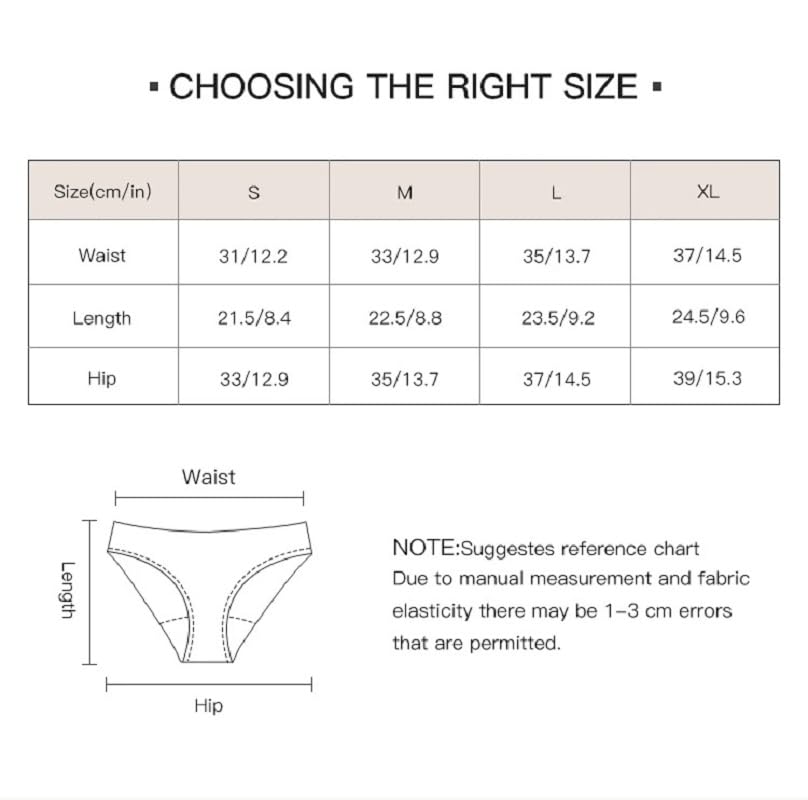 Braguitas de Algodón para Mujer Cómodas para El Período para Adolescentes para Flujo Abundante Absorbentes Ropa Interior deportiva Paquete de 5 Paquete Múltiple Talla M