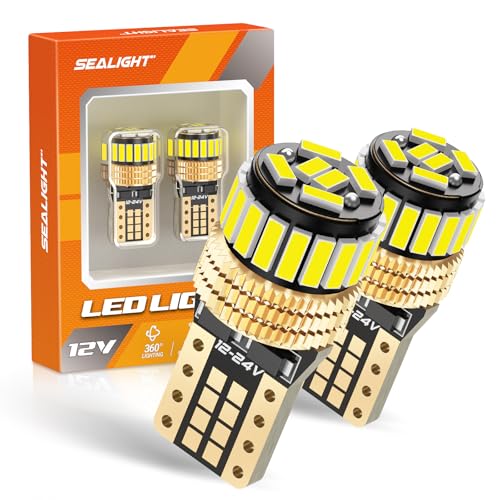 Image of SEALIGHT 194 LED Bulb 6000K White 168 T10 2825 W5W 600% Brightness Wedge Interior Car Bulbs Replacement for License Plate Lights Dome Map Door Courtesy Trunk Parking, 2 PCS