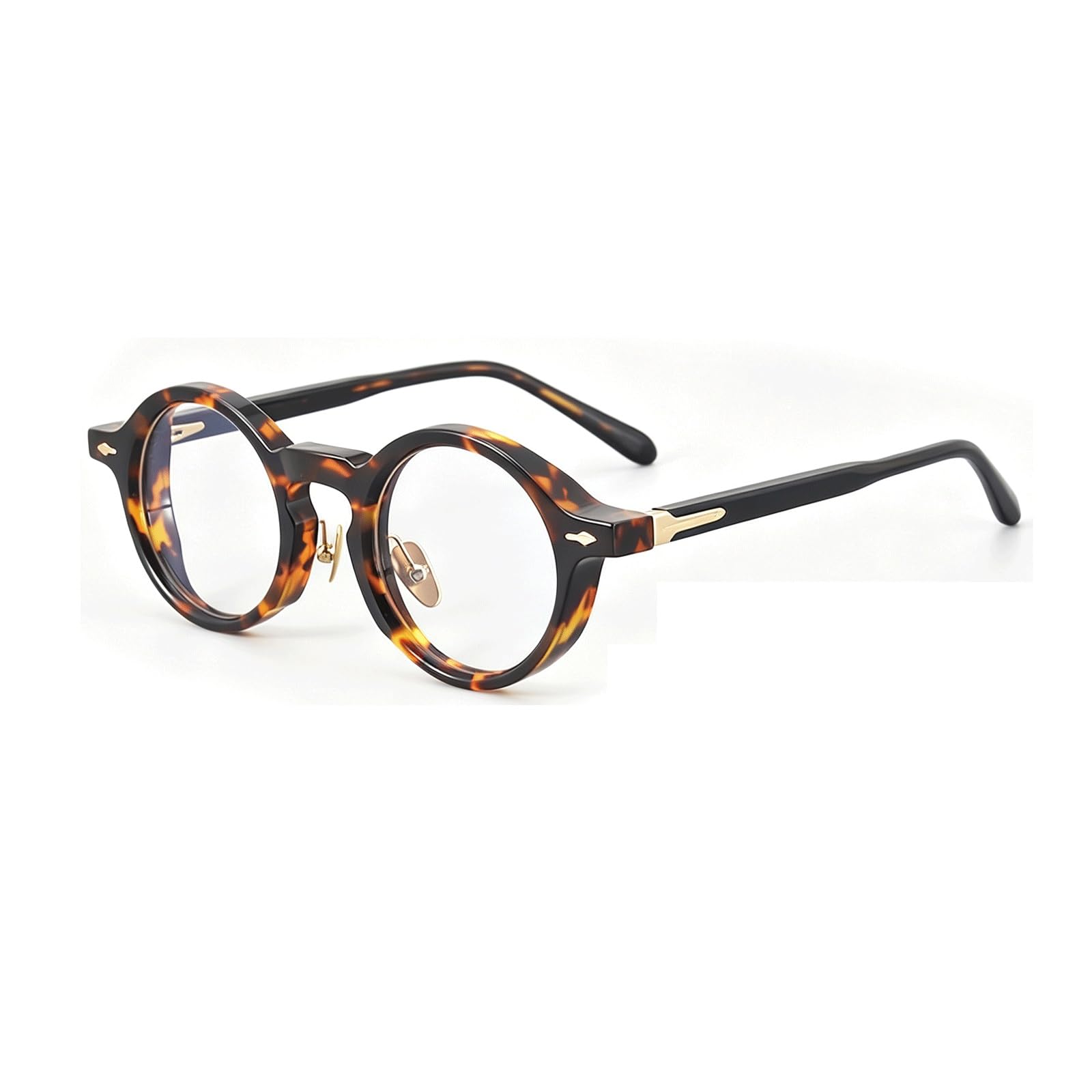 Montature for Occhiali Piccole Occhiali Rotondi Senza prescrizione Occhiali con Lenti AC for Computer Cerchio Completo in Acetato Comfort vestibilità Ultraleggera(Tortoiseshell)