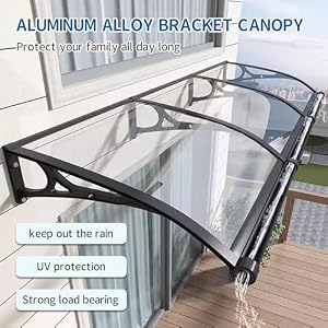 Door Awnings Exterior, Polycarbonate Cover Awnings for Doors Entrance, Awning for Door Window Exterior with Aluminum Bracket for Sun Shutter, UV, Rain and Snow Protection-B-60x60cm/24x24in Door Awnings Exterior Polycarbonate Cover Awnings for Doors Entrance Awning for Door Window Exterior with Aluminum Bracket for Sun Shutter UV Rain and Snow Protection B 60x60cm24x24in